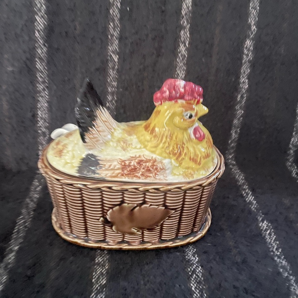 Vintage Hen On Nest Gravy Boat Soup Tureen Basket Japan Rossini w/Ladle